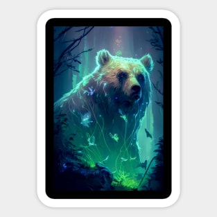 Gizzly Bear Animal Portrait Painting Wildlife Outdoors Adventure Sticker